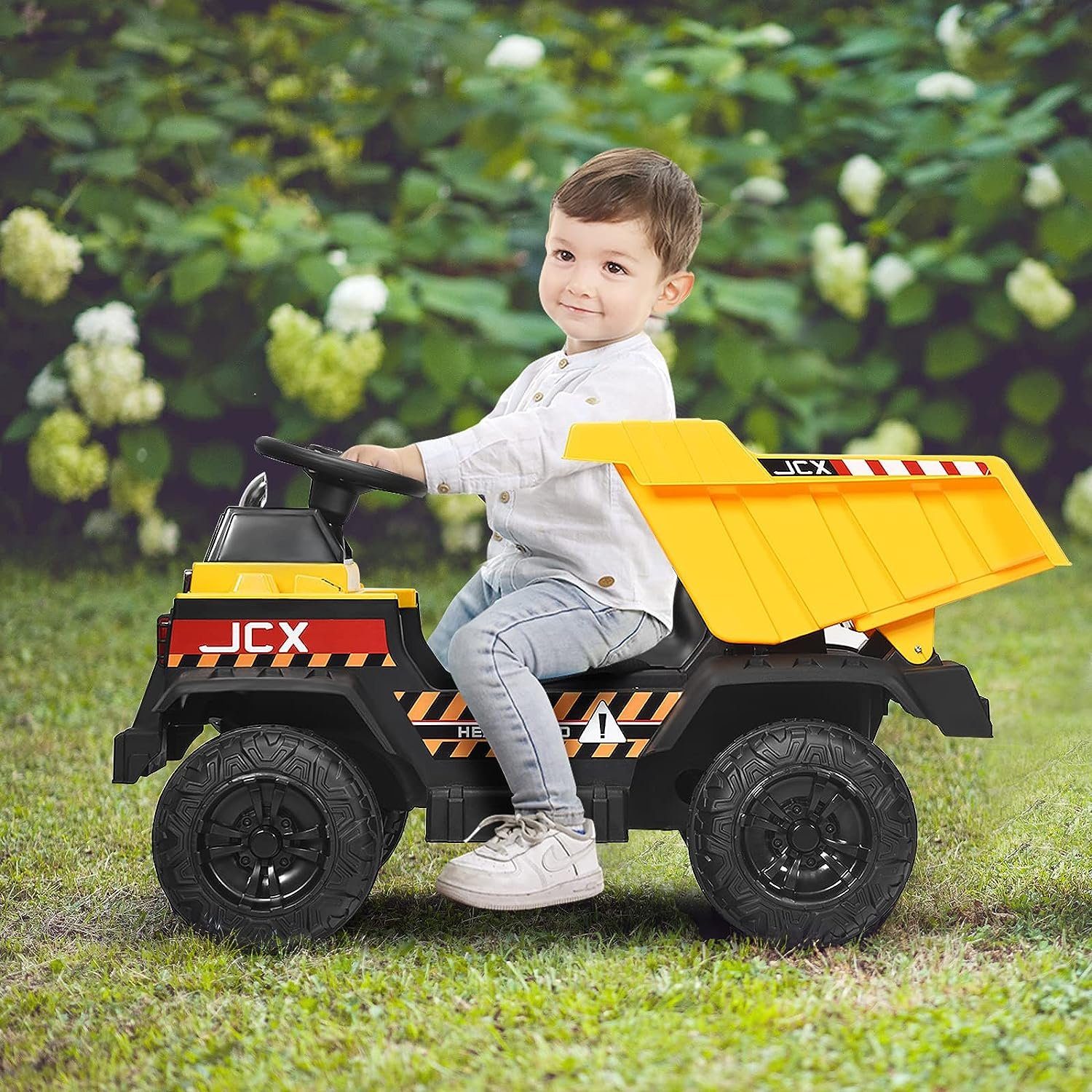 Carrinho elétrico infantil basculante KOMFOTTEU, para crianças de 3 a 8 anos.