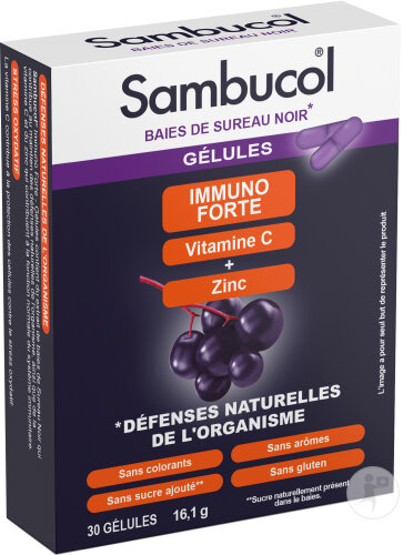 Sambucol Immuno Forte Gélules Avec Vitamine C Et Zinc Sureau Noir 30 Pièces