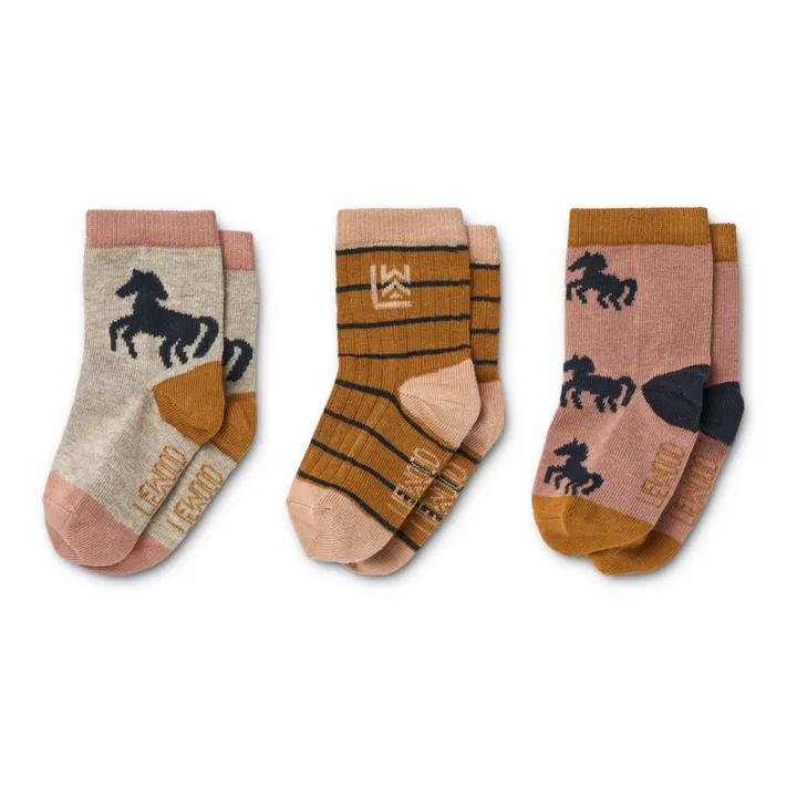Liewood Lot 3 Paires Chaussettes Chevaux Silas | Vieux Rose