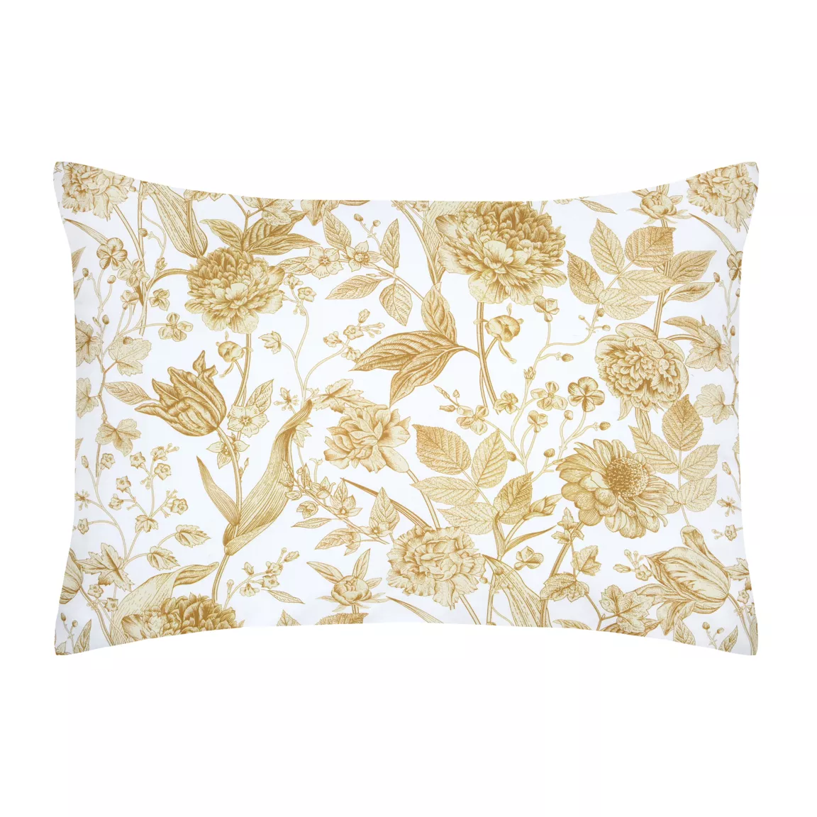 Taie d'oreiller rectangulaire percale de coton (50 x 70 cm) Jacinthe Jaune moutarde