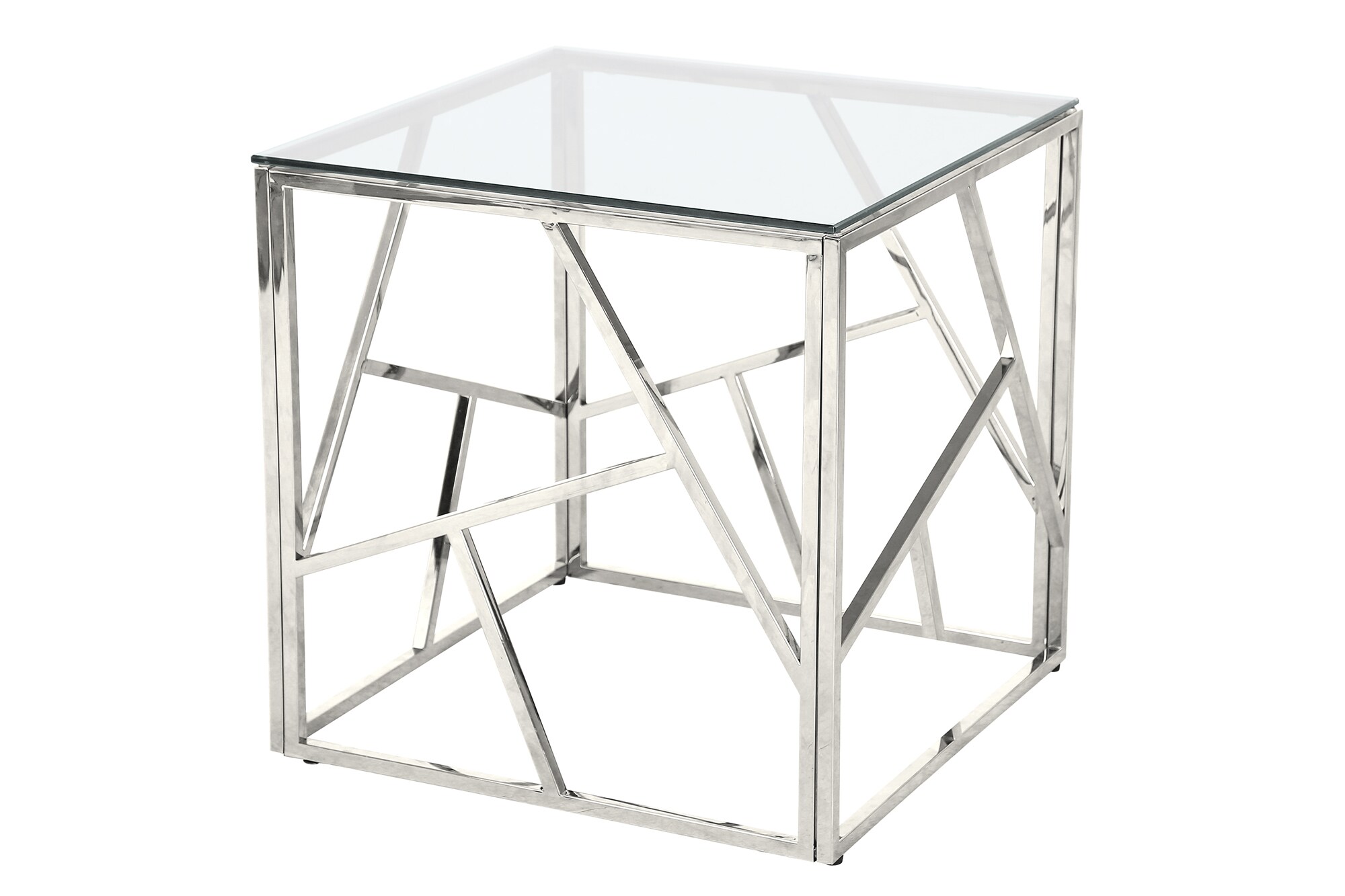 Beistelltisch Silber 55x55 cm Wohnzimmertisch Couchtisch Sofatisch Glastisch