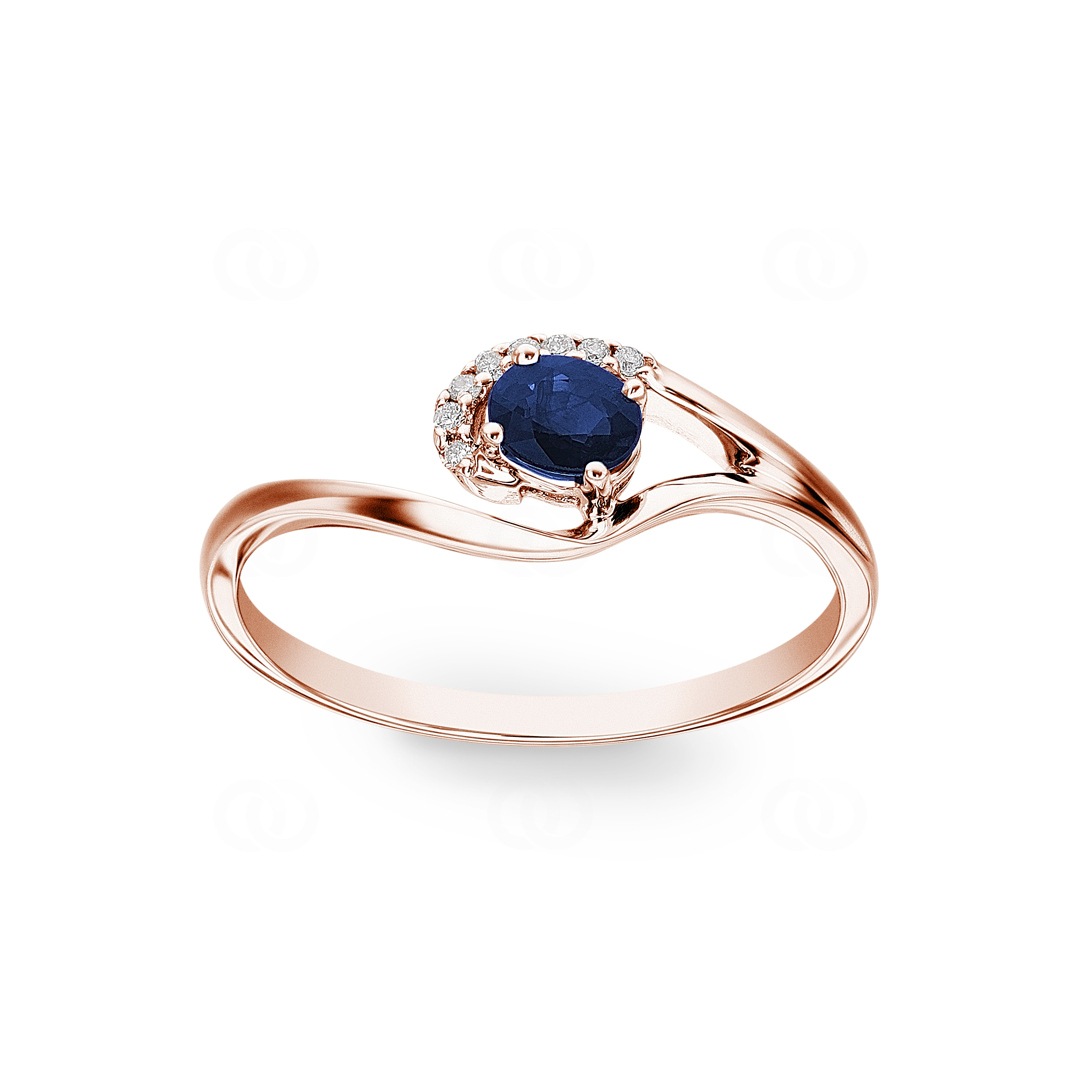 Saphirring 750/18 K Roségold mit Diamanten 0.03 ct H/si