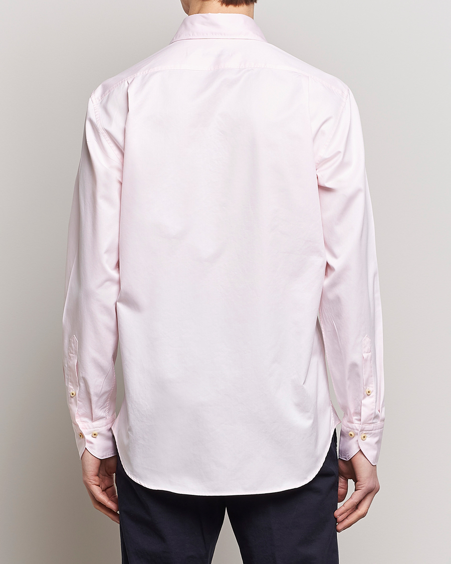 Stenströms Fitted Body Washed Cotton Plain Shirt Pink