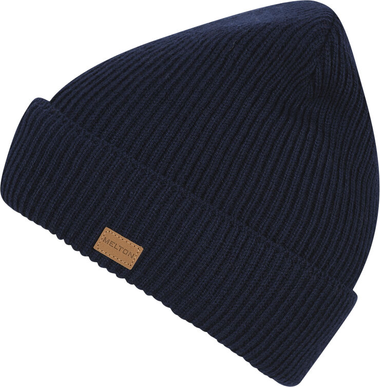 Melton Basic ribbed beanie Peacoat blue