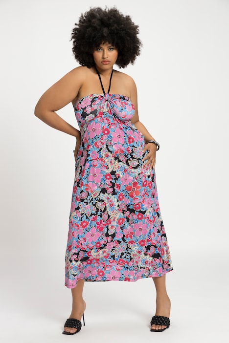 Maxikleid, Neckholder, Allover Print, ärmellos