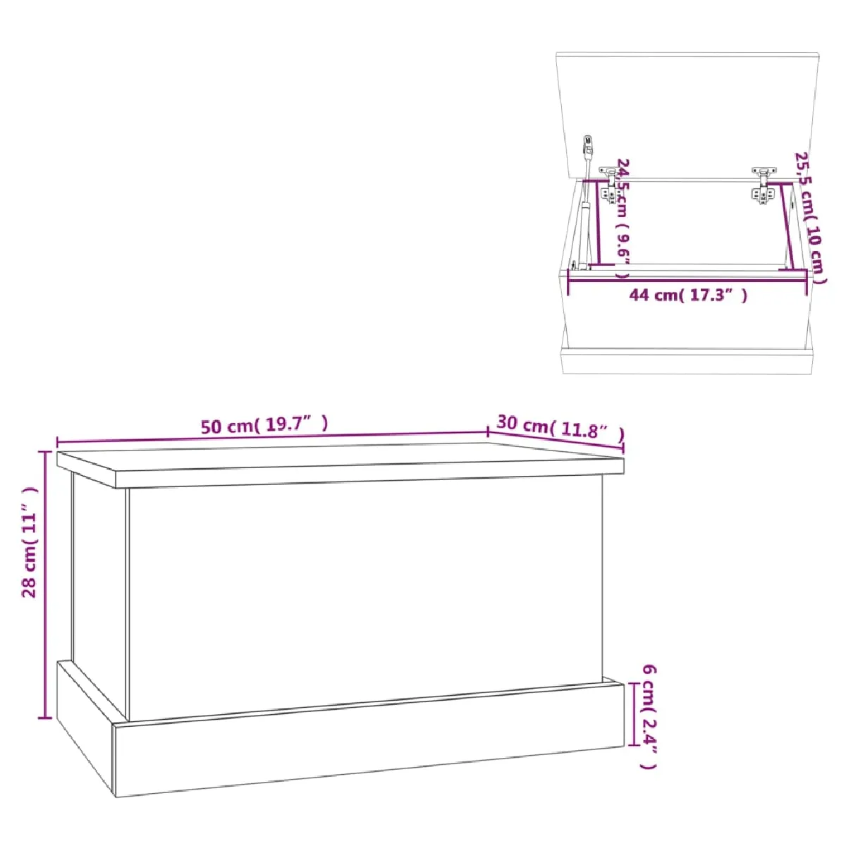 VidaXL Boîte de rangement - Chêne Marron