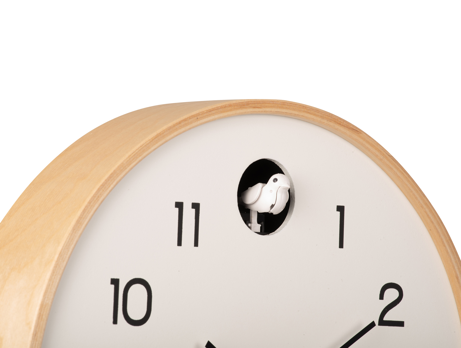 Wall clock Natural Cuckoo birch wood white
