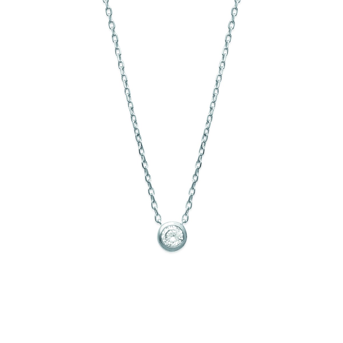 Collier Brillaxis solitaire serti clos argent