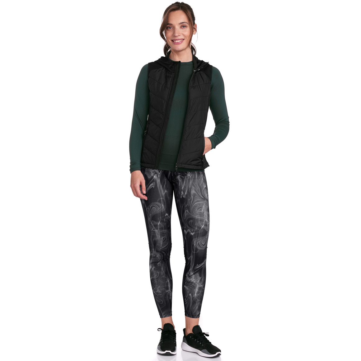 Gina Sports Damen Sport-Weste mit Kapuze schwarz