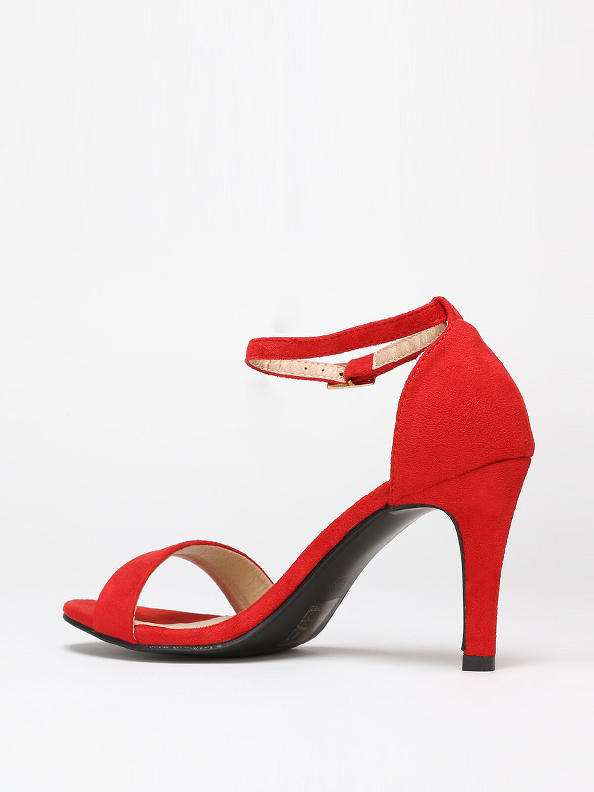 Sandales à talon en suédine- Rouge