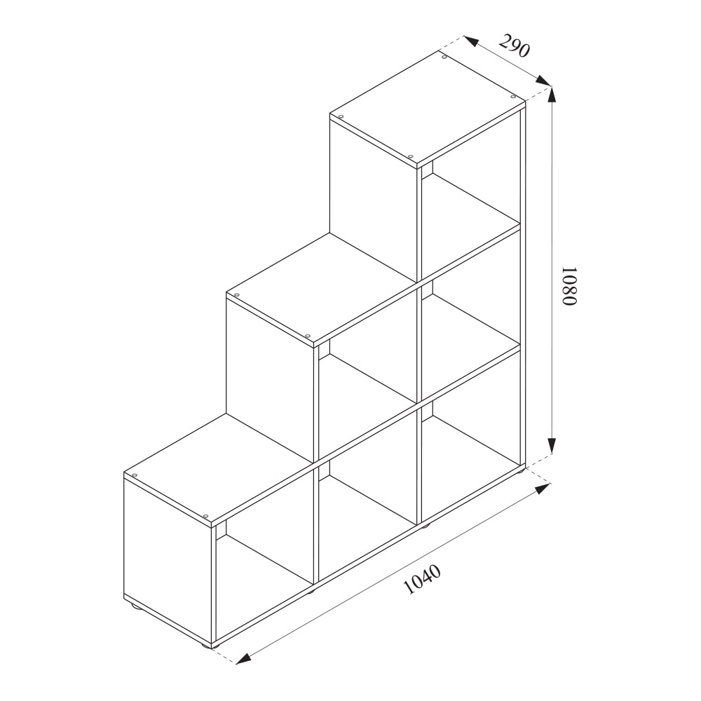 VICCO Treppenregal 6 Fächer Grau Beton - Raumteiler Stufe Bücherregal Aktenregal