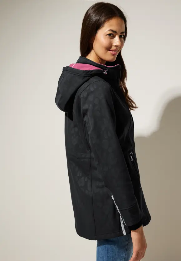 Softshelljacke mit Leomuster - Black