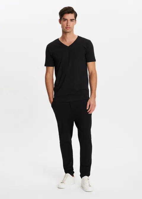 Basic t-shirt met v-hals zwart (ZWART)