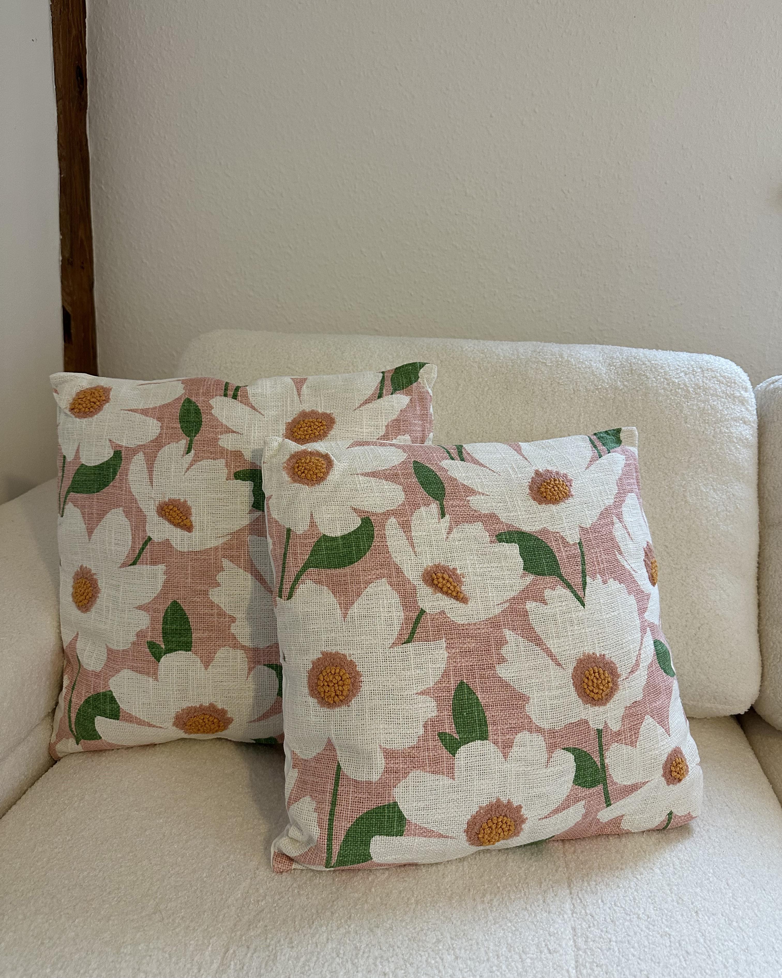 Set van 2 sierkussens JATROPHA Katoen 45 x 45 cm Roze bloempatroon