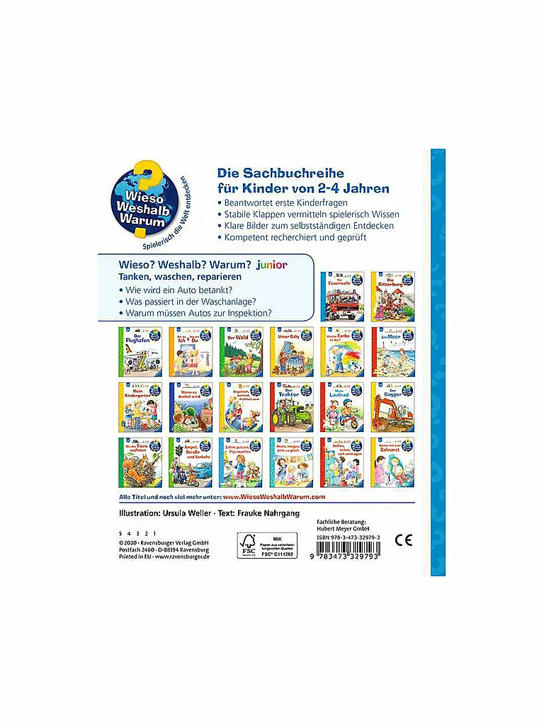 RAVENSBURGER Buch - Wieso Weshalb Warum Junior - Tanken, waschen, reparieren keine Farbe