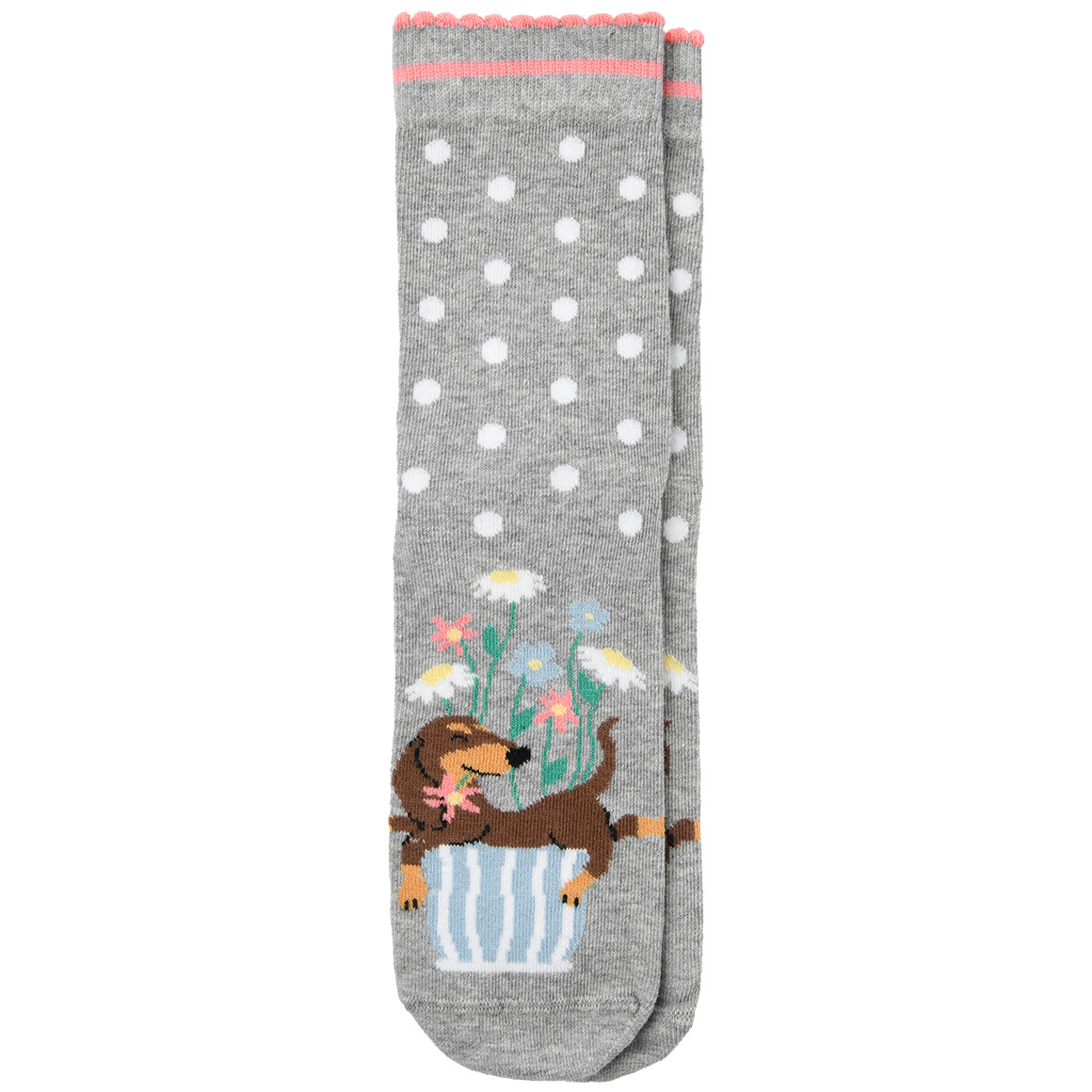 Gina Benotti 1 Paar Damen Socken mit Dackel-Motiv hellgrau