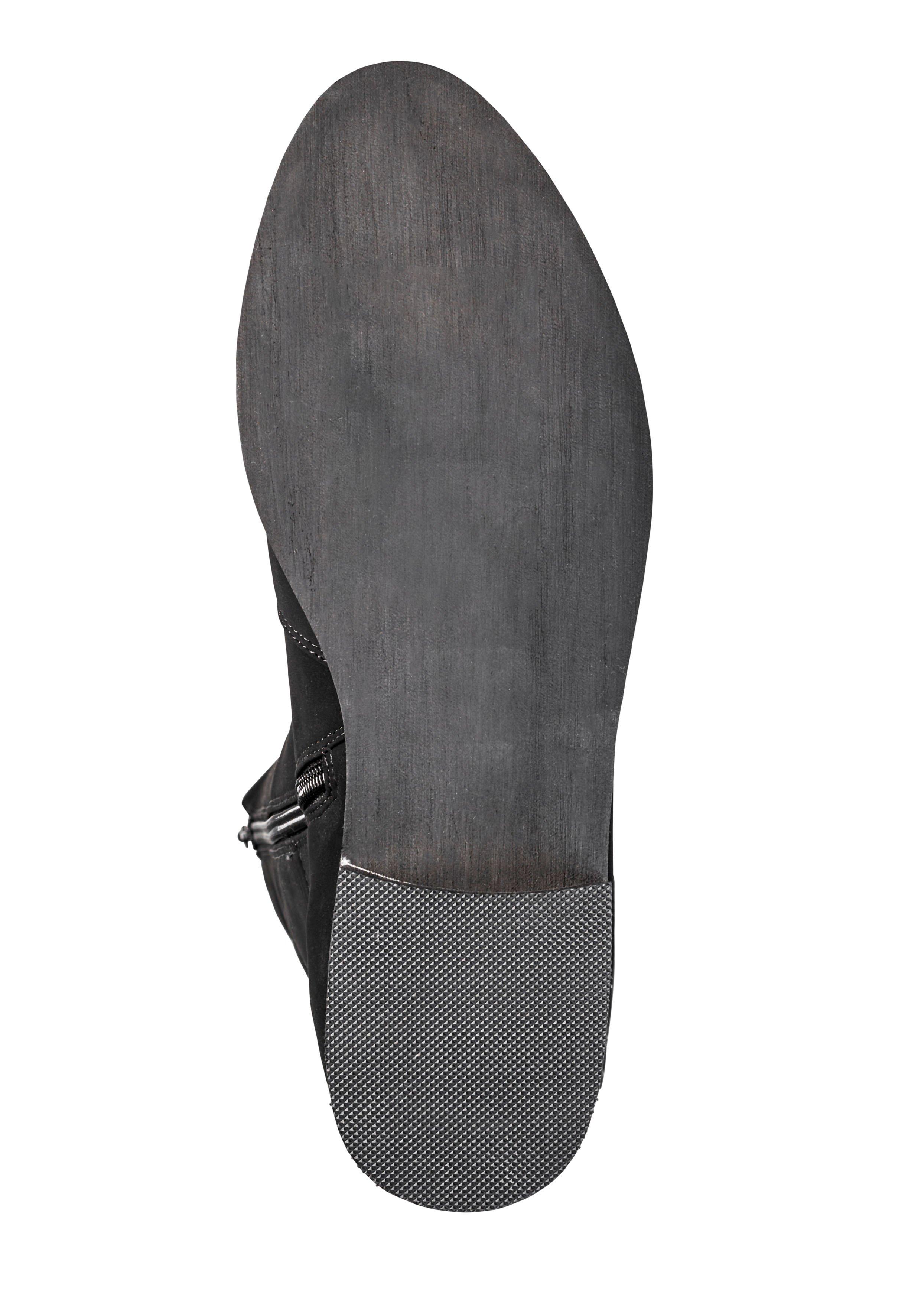 Weitschaftstiefel mit Stretcheinsatz, Velourslederimitat