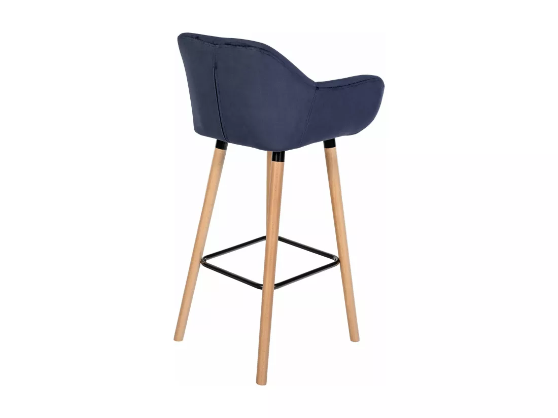 Lot de 2 Tabouret de bar - Velours - Bleu foncé - Grant