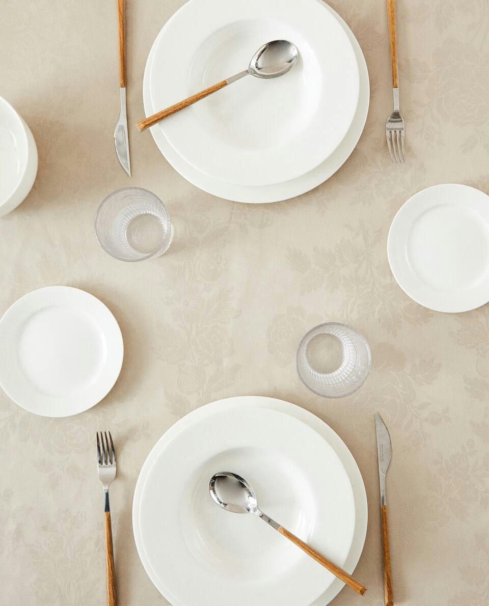 TOALHA DE MESA FLORAL JACQUARD