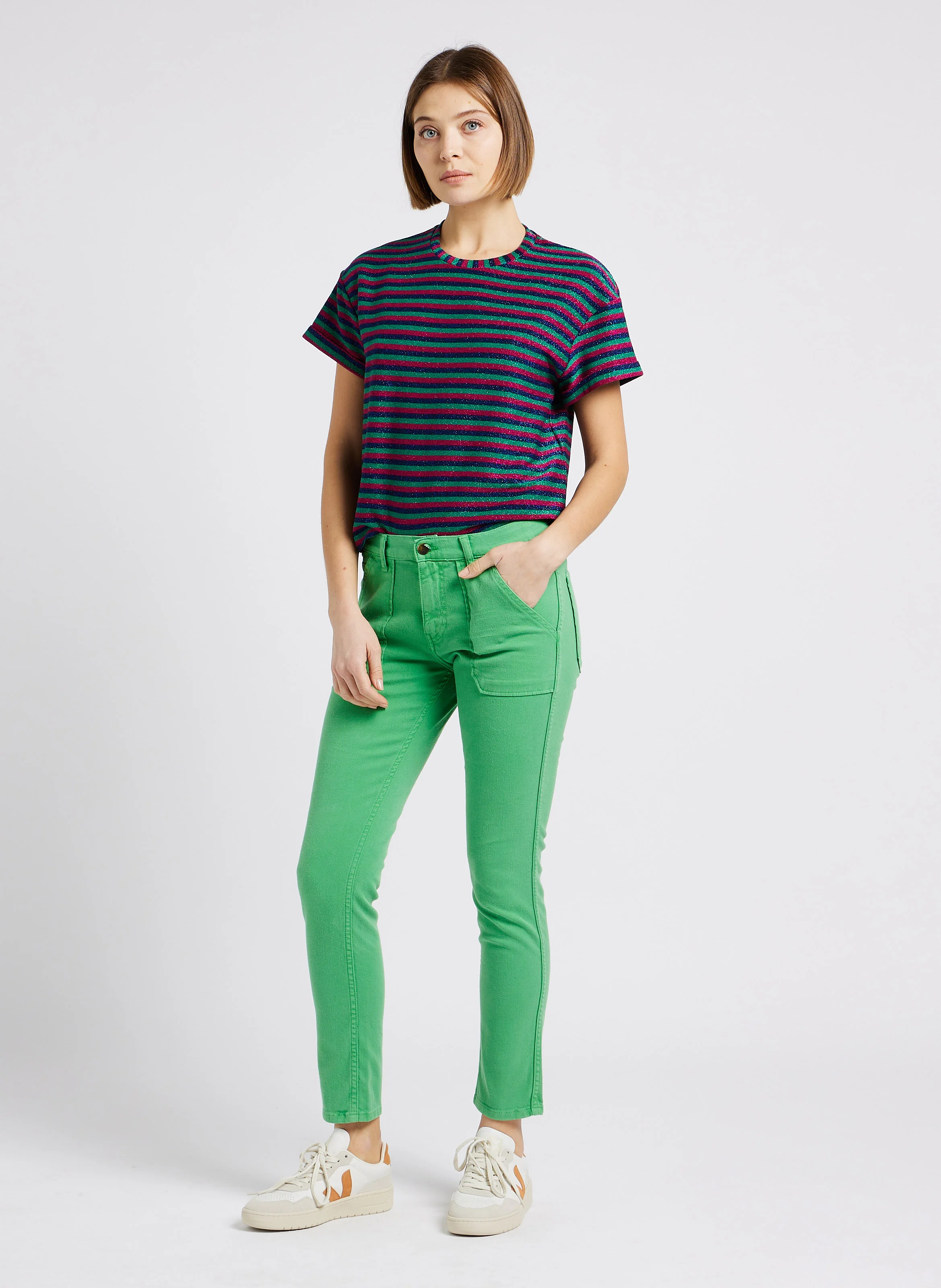 V-90 - Baskets basses en cuir| Multicolore