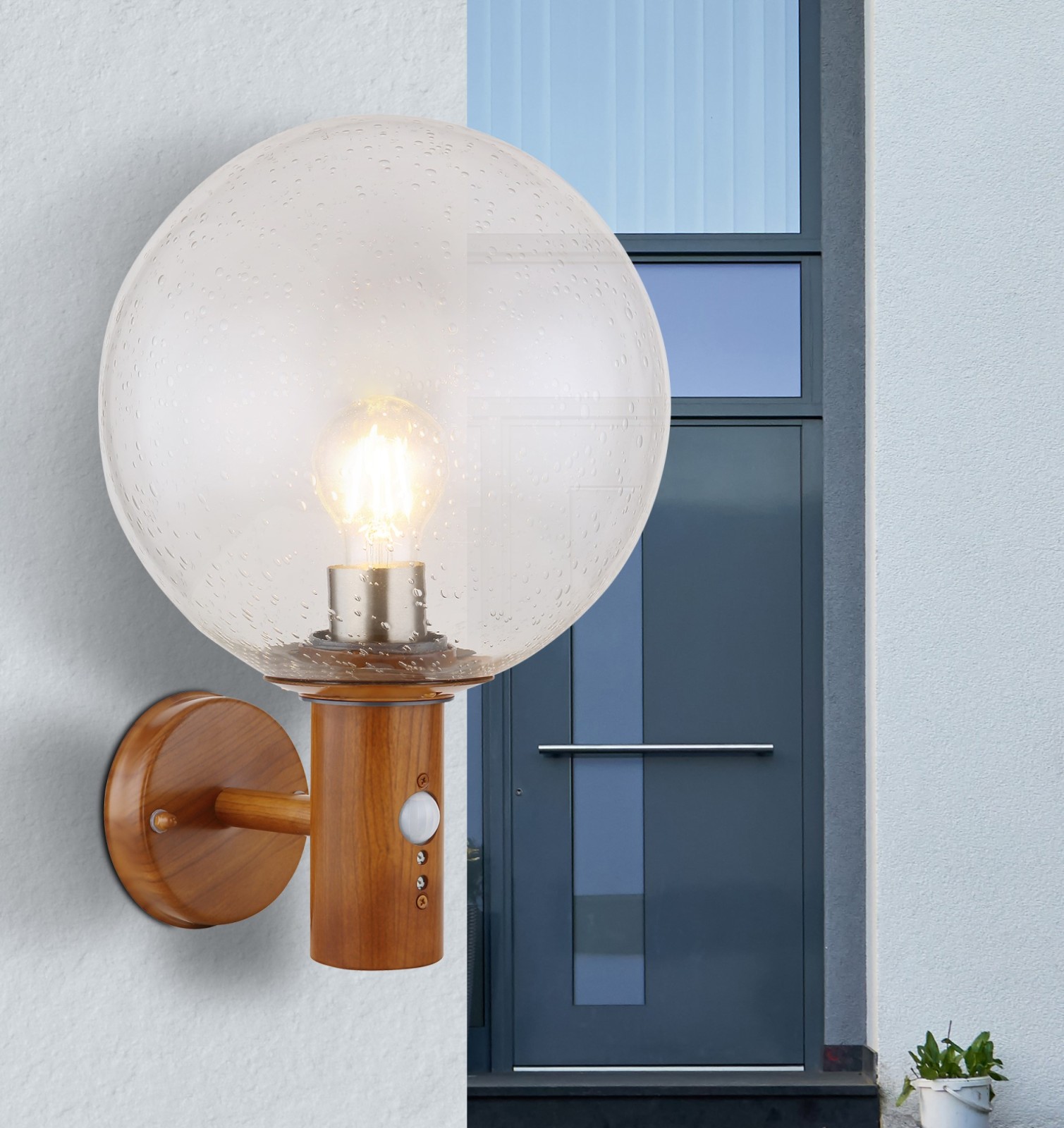 Außenleuchte - braun - Holzoptik - 25 cm