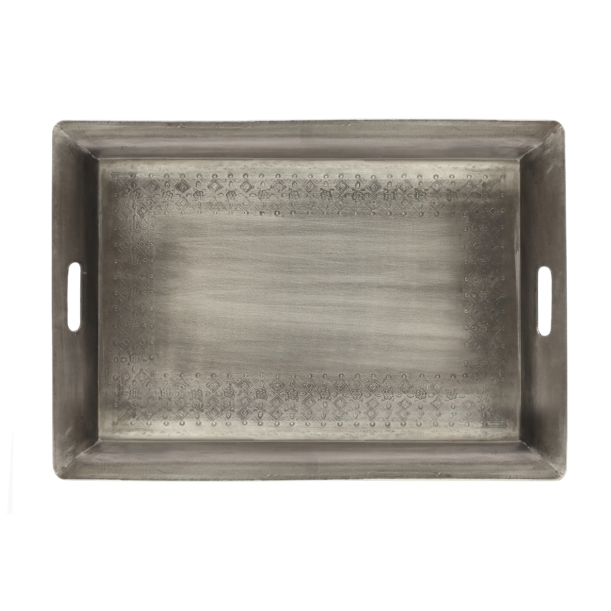 Metalltablett auf Ständer, silber, B 65 cm, L 45 cm, H 74 cm von fischer's lagerhaus