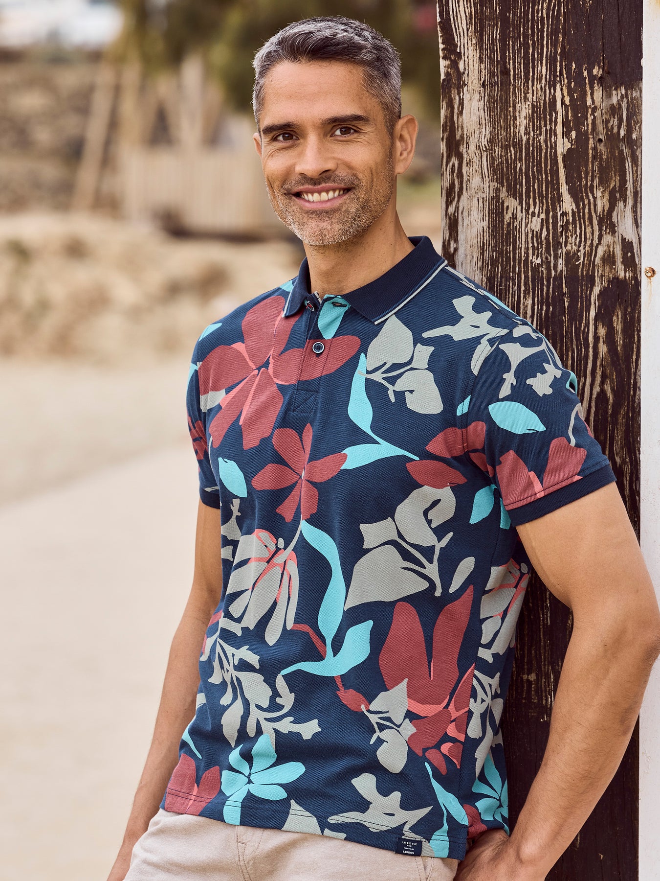 Poloshirt, sommerlich-floral gemustert