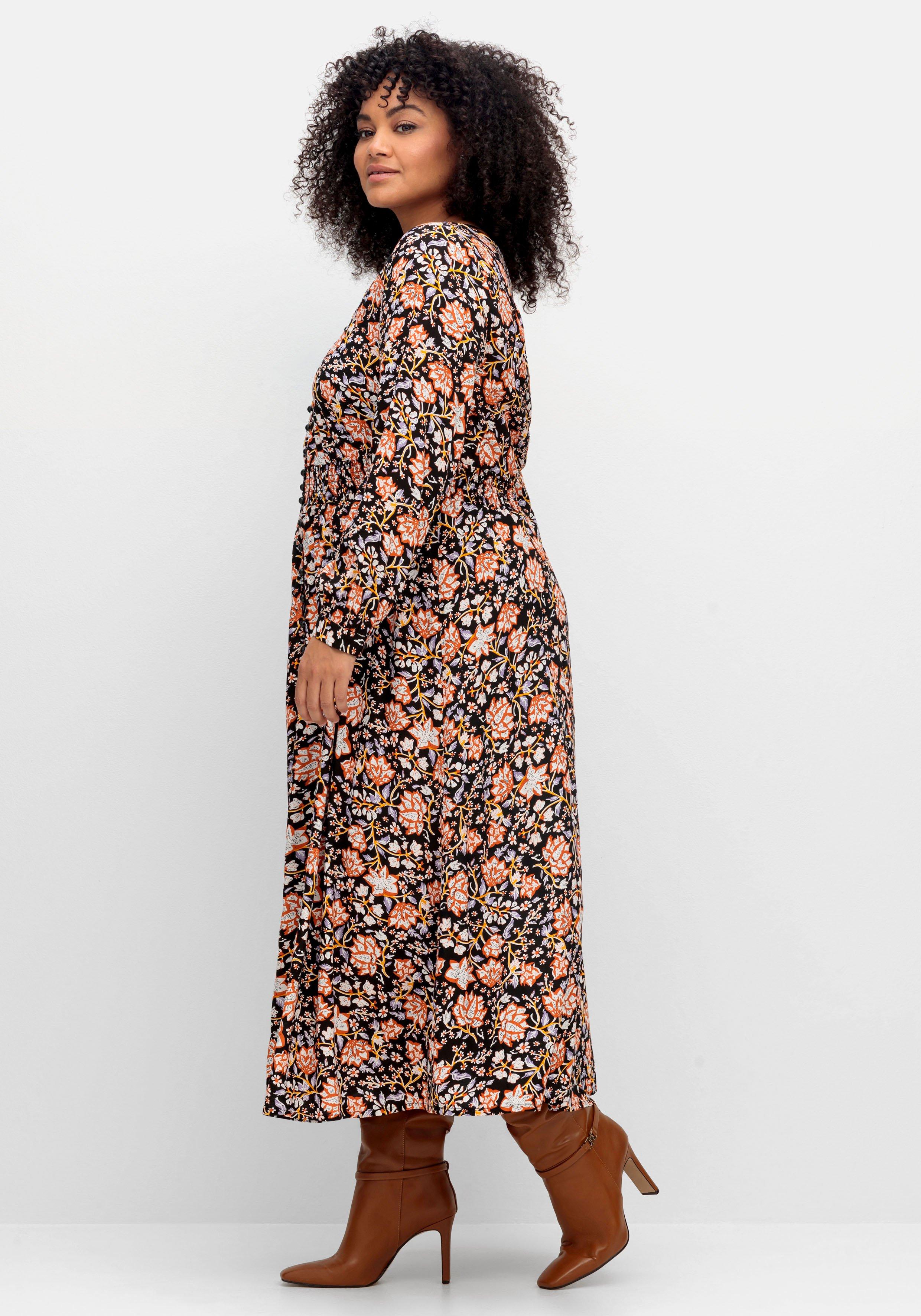 Maxikleid mit Blumenprint und gesmokter Taille