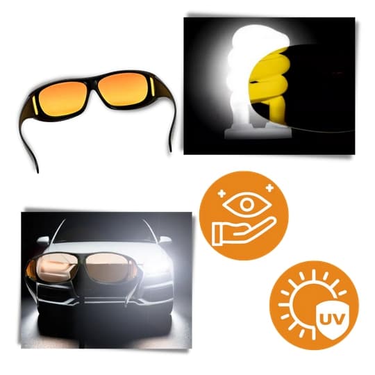 Mørke briller for bilkjøring - Night Vision Glasses UV400 protection - Solbriller