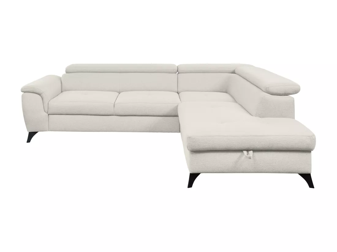 Canapé d'angle convertible droit en tissu beige BORTIGALI