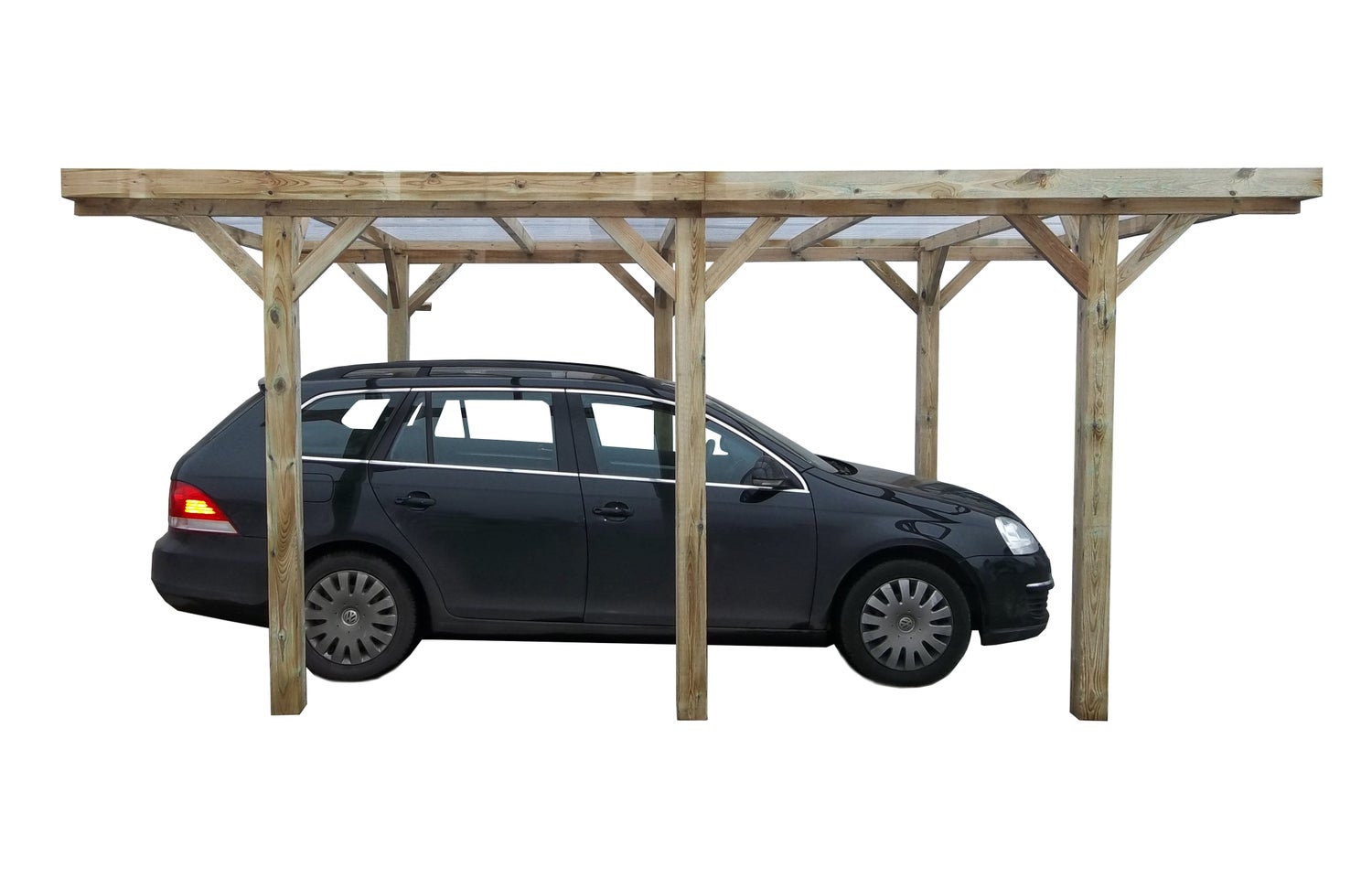 Carport garage dak 3,04x5,12 m - 15,56 m2 - PVC bekleding