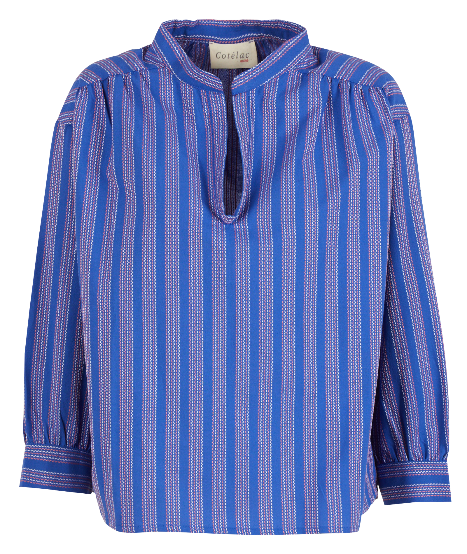 ZOFIA - Blouse oversized rayée en coton mélangé | Bleu