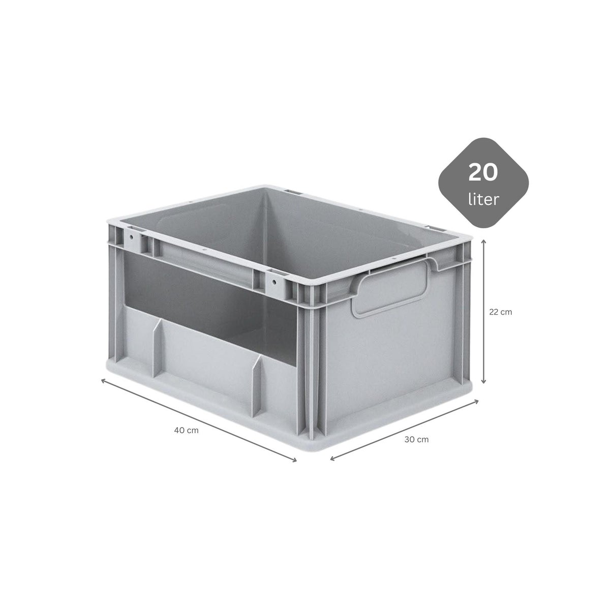 PROREGAL Eurobox NextGen Insight HxBxD 22 x 30 x 40 cm 20 liter Zijwaarts open Euro container transportbox