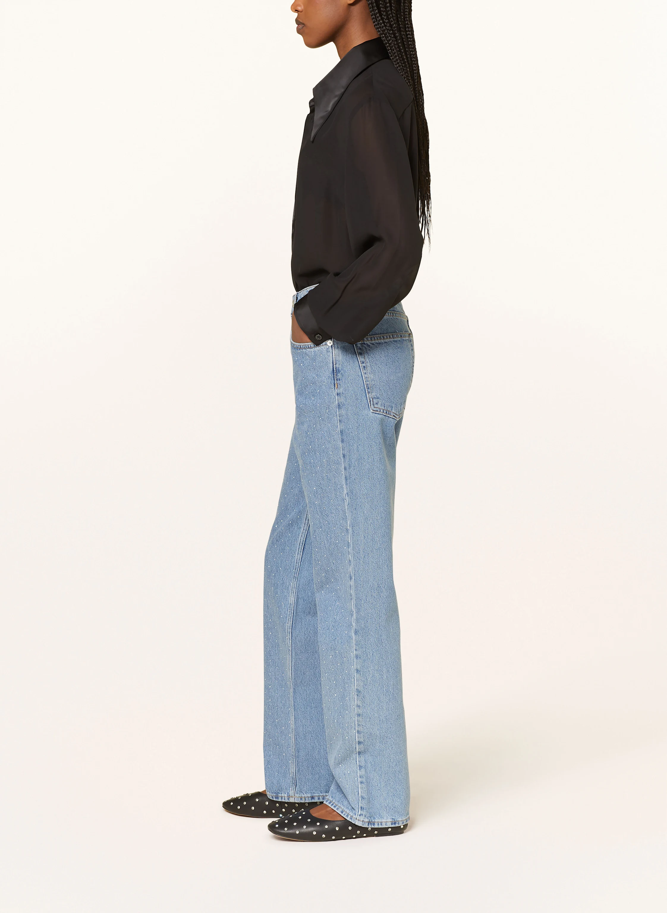 NEO NOIR Flared Jeans SIMONA mit Schmucksteinen