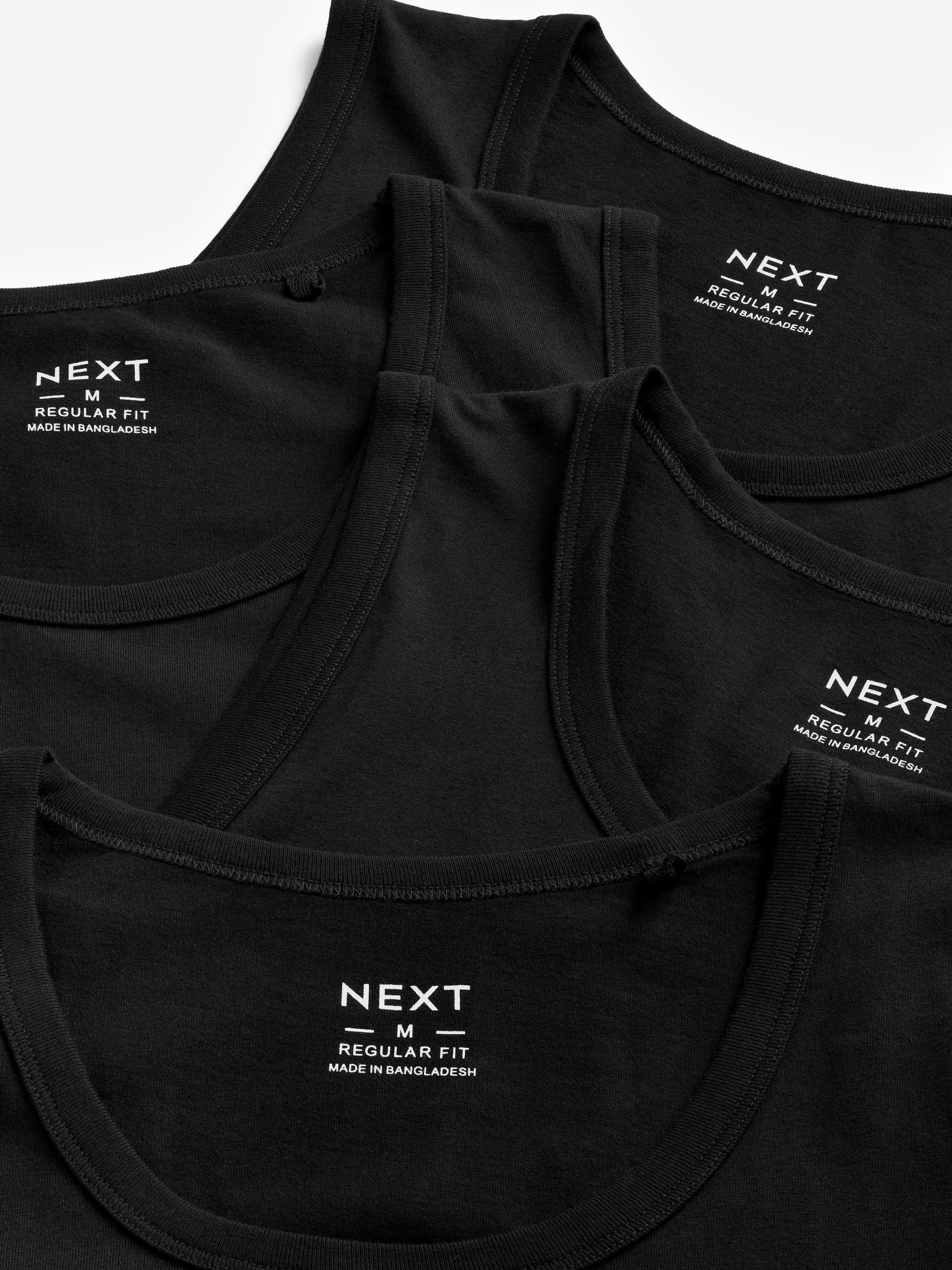 Zwart - 100% Cotton Vests 4 Pack