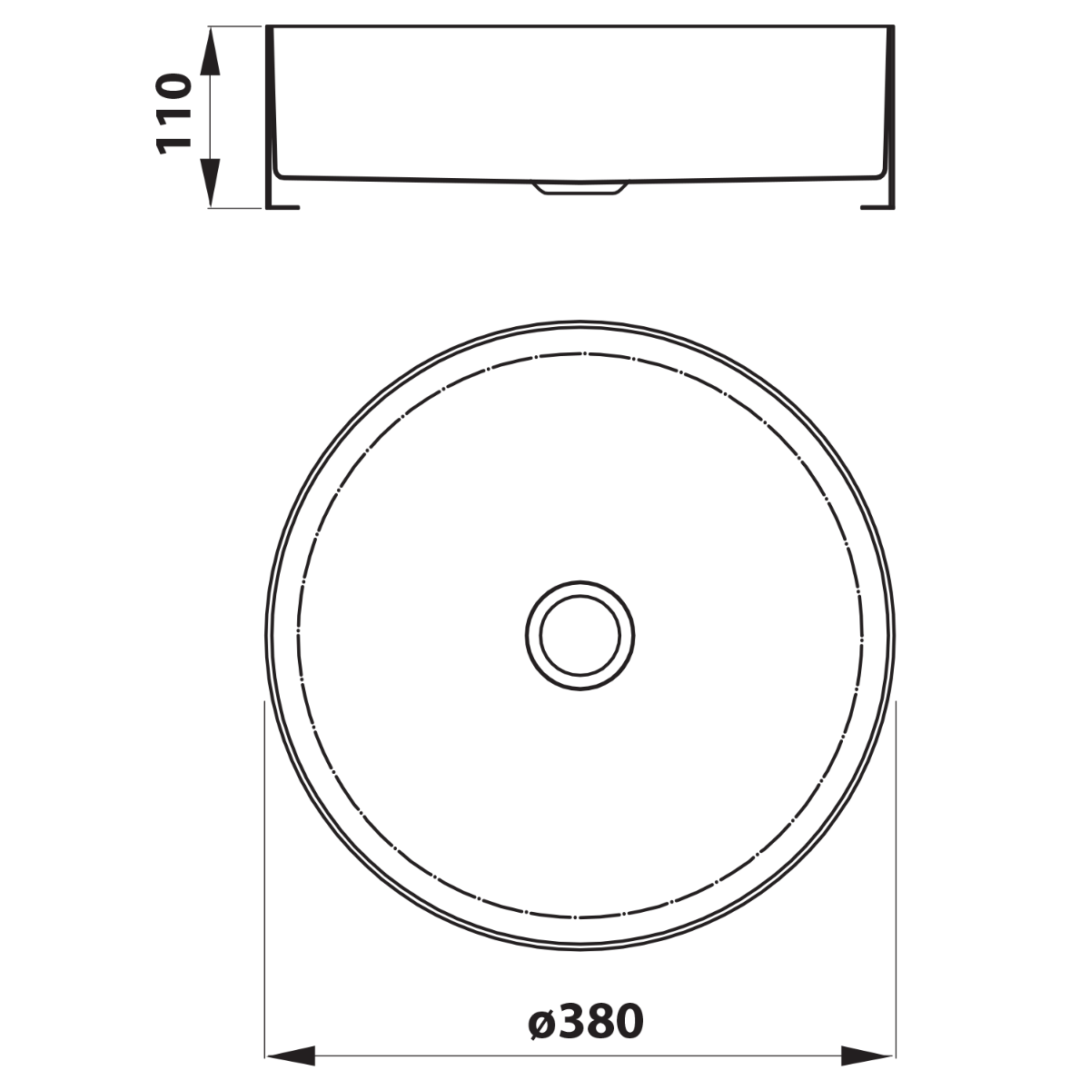 Sapho Aurum waskom rond 38cm RVS geborsteld