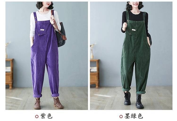 Lewwe - Corduroy Loose Fit Jumpsuit