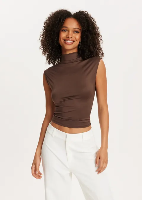 Top met hoge hals bruin (BRN.D)