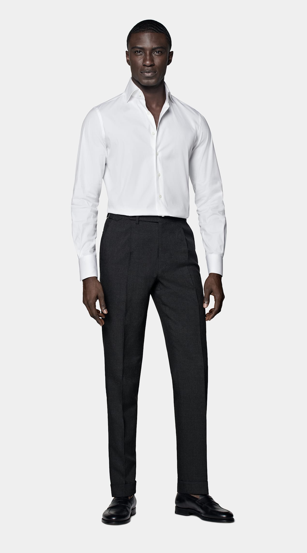 Chemise très ajustée en popeline blanche