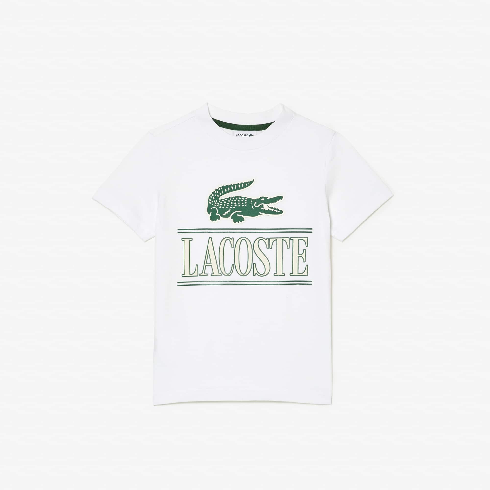 T-shirt avec imprimé siglé en jersey de coton T-Shirts & Chemises - Blanc - Lacoste - Garçon