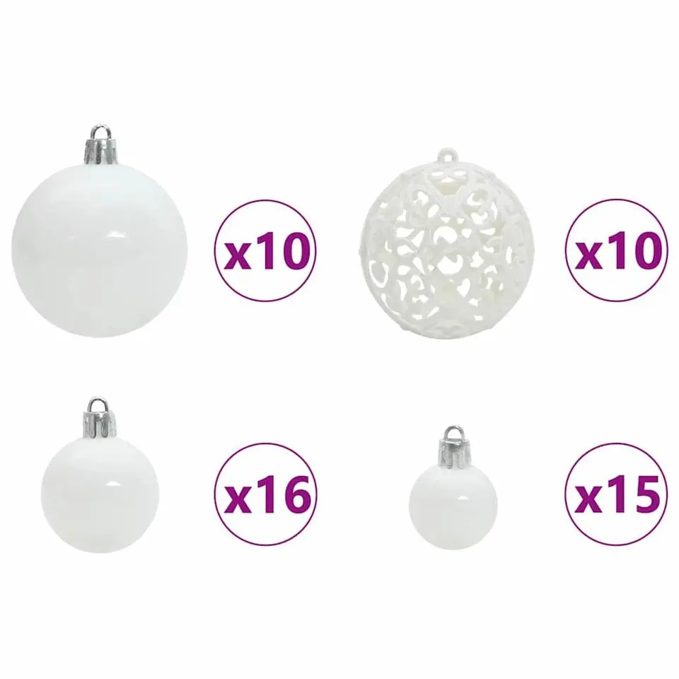 vidaXL - 120-delige Kerstballenset met 300 LED - Wit - Kunststof