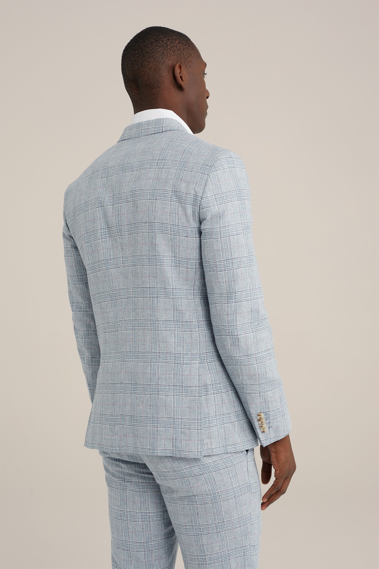 slim fit blazer van linnenmix WE Fashion Lichtblauw