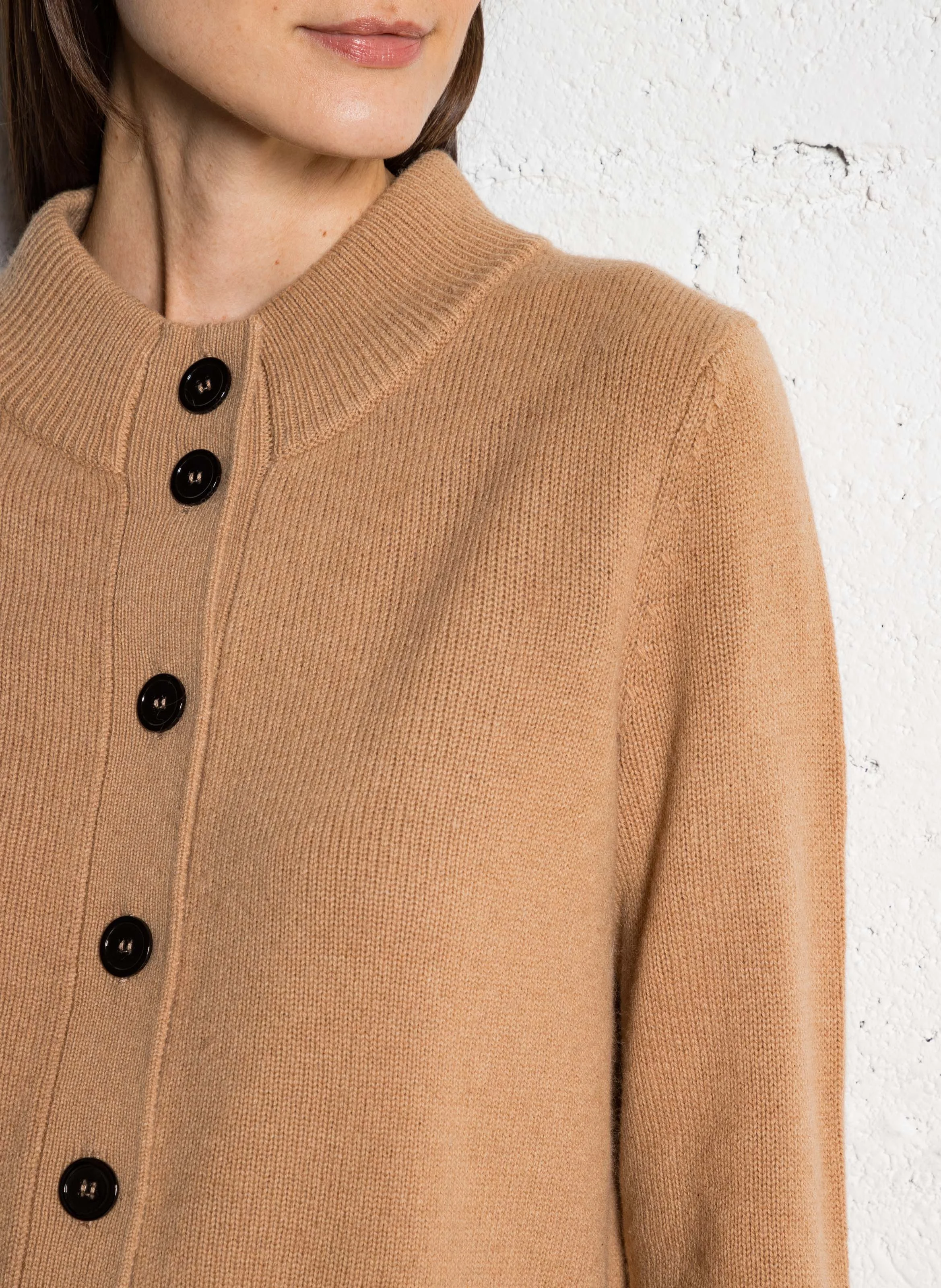 CHRIS - Gilet col rond en laine mélangée | Beige