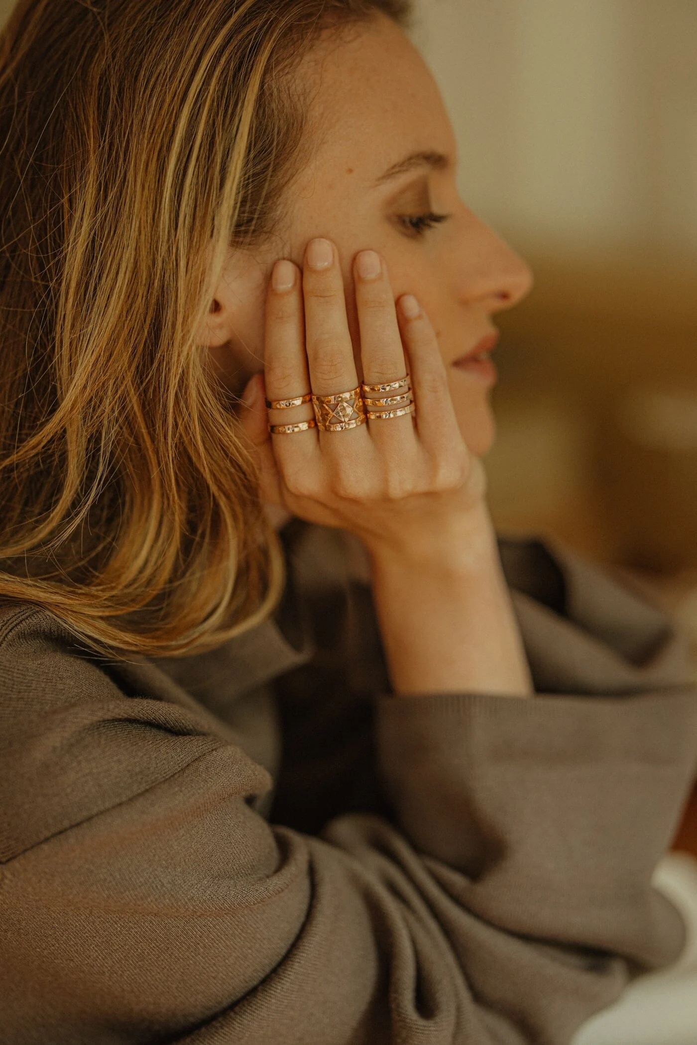 ENZO - Bague martelée plaqué or rose | Rose