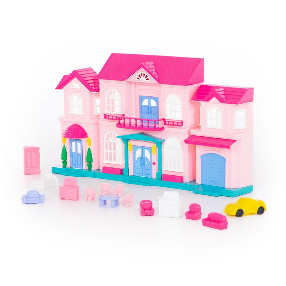 Polesie Puppenhaus Sophie 78018 klappbar Möbelset, 2 Etagen, verschiedene Räume rosa