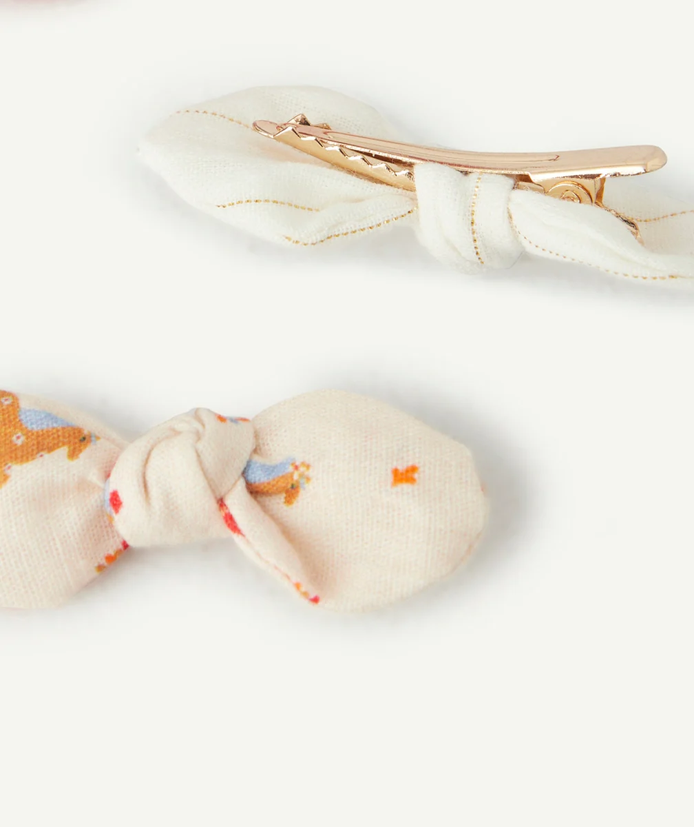 LOT DE 3 BARRETTES FILLE ROUGE BLANCHE ET IMPRIMÉE