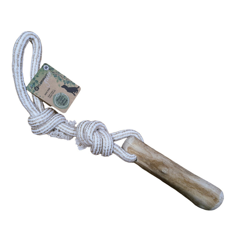 Jouet corde à tirer avec bâton à mâché green java 46 cm m pour chien