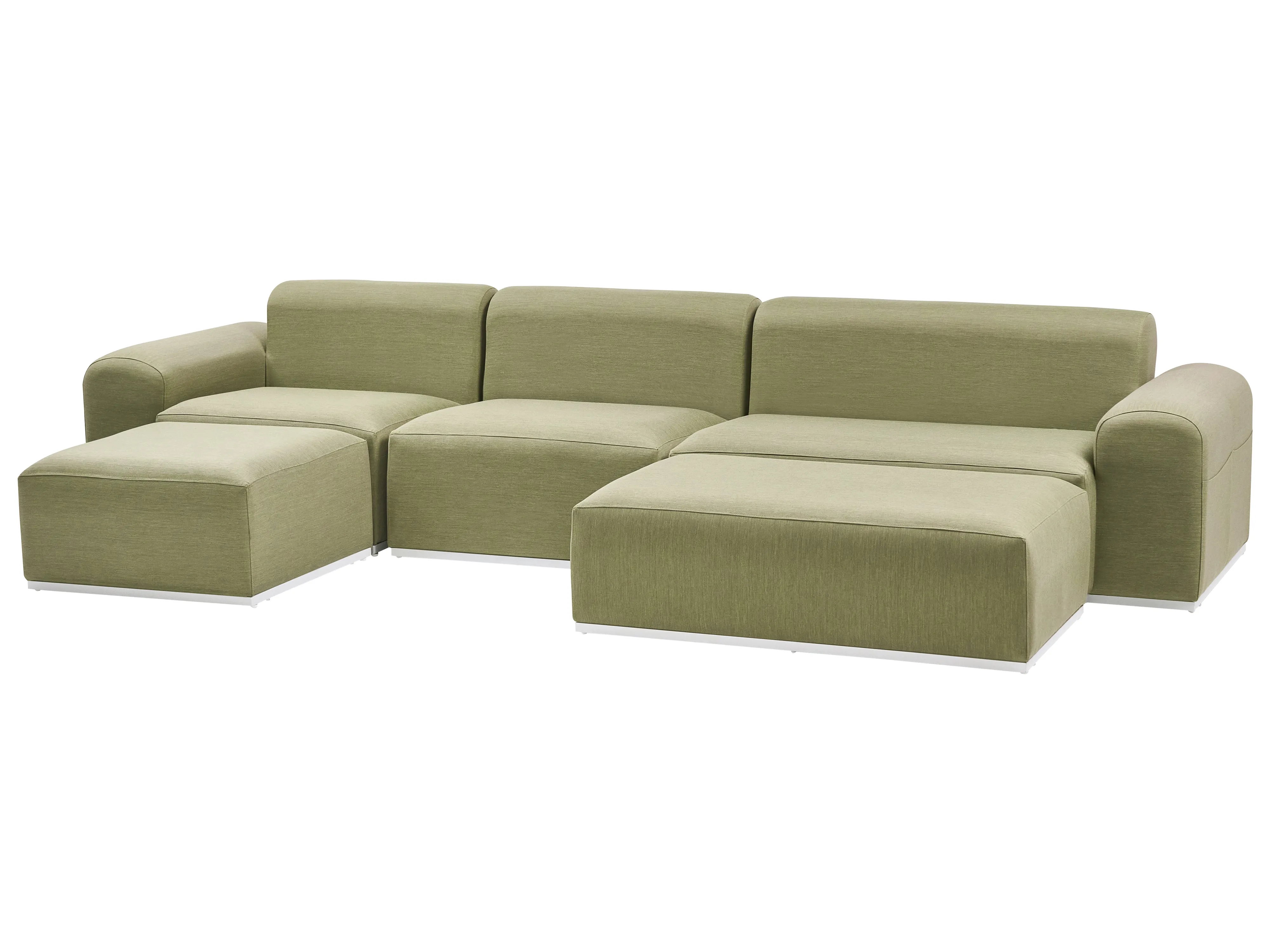 Tuin loungebank met ottomaan 7-zits BATTIFOLLO modulair Olijfgroen