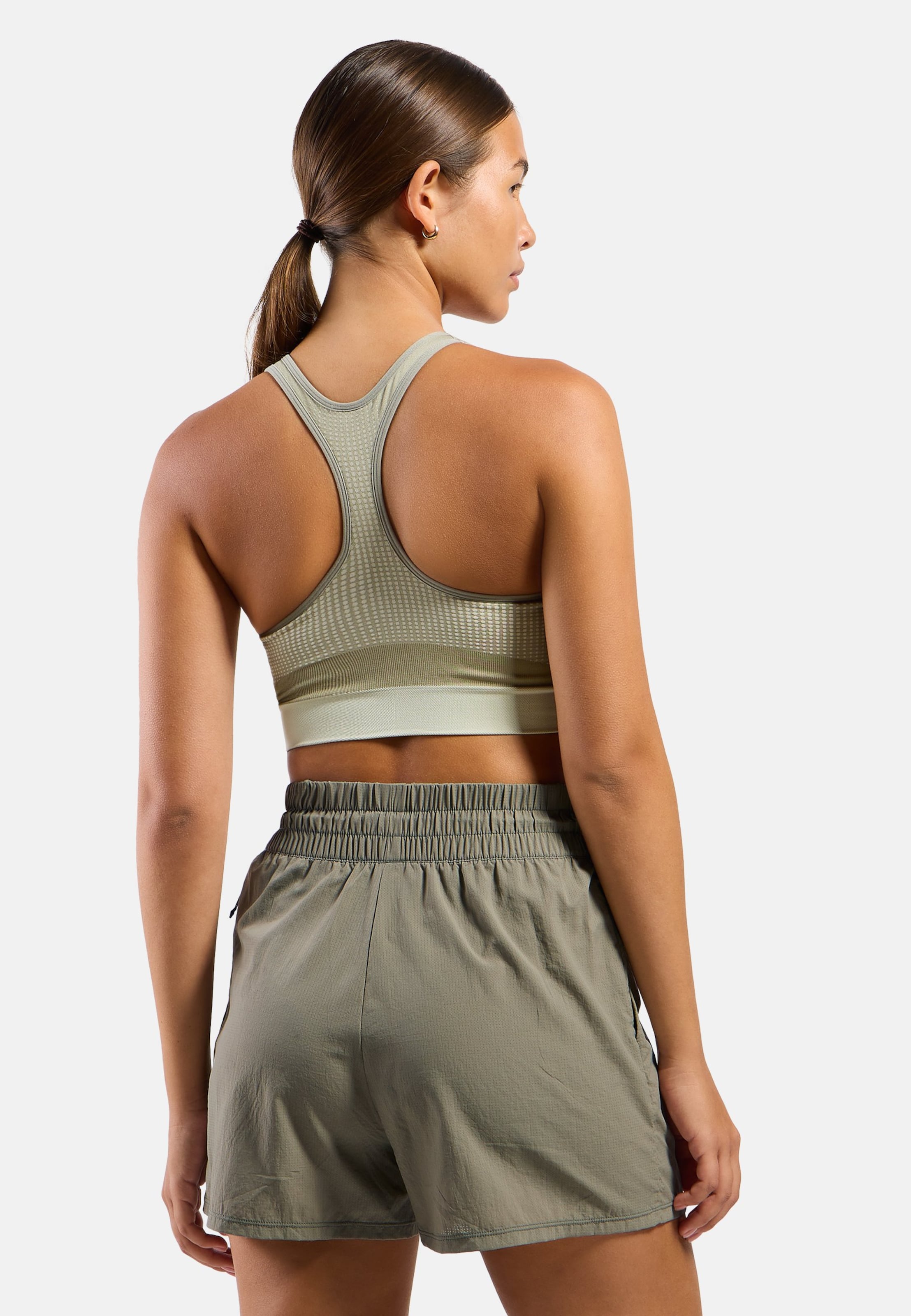 Seamless Sport-BH mit Reissverschluss und starkem Halt in agate gray - vetiver