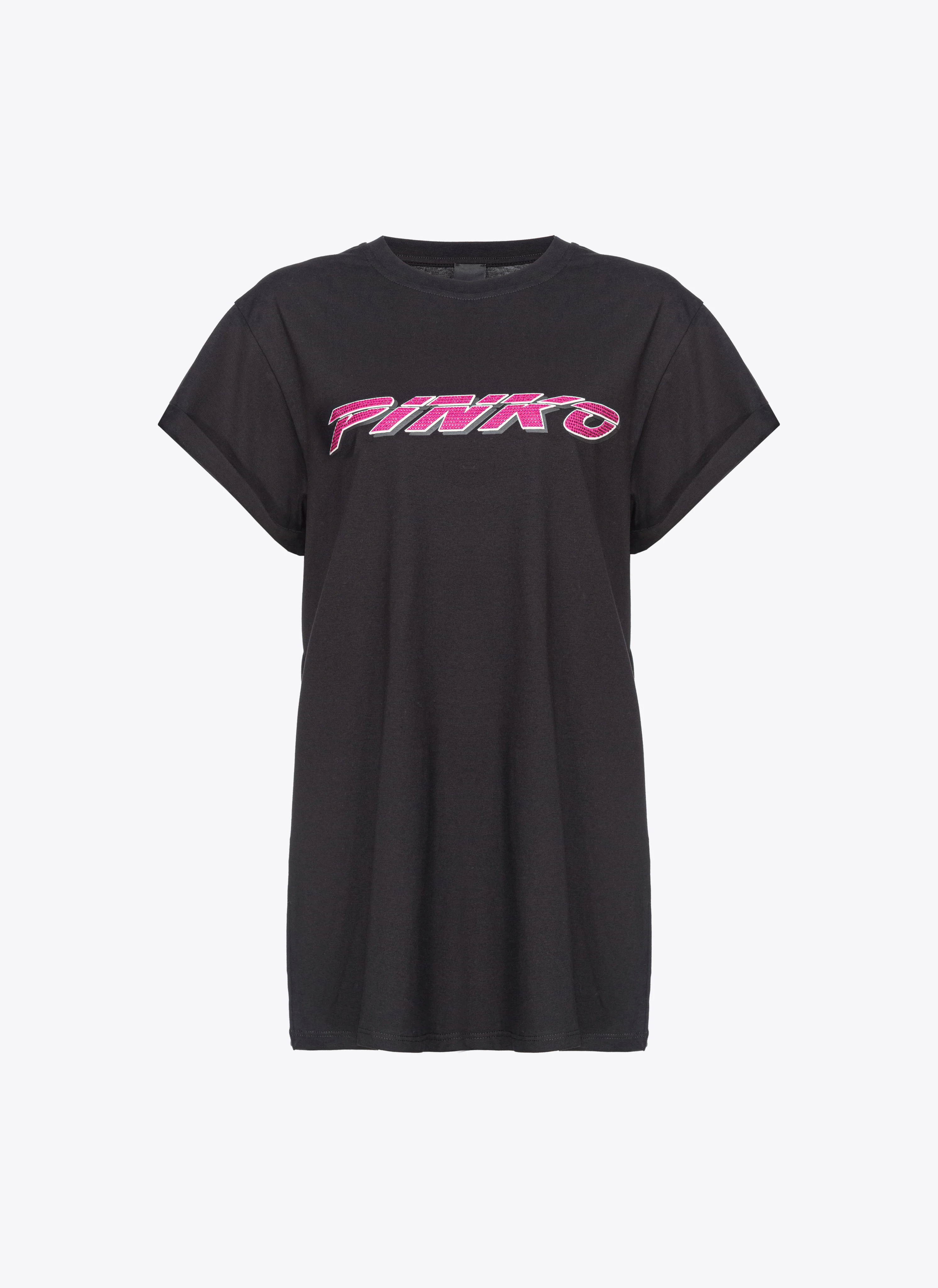 T-shirt avec imprimé pinko à strass | Multicolore